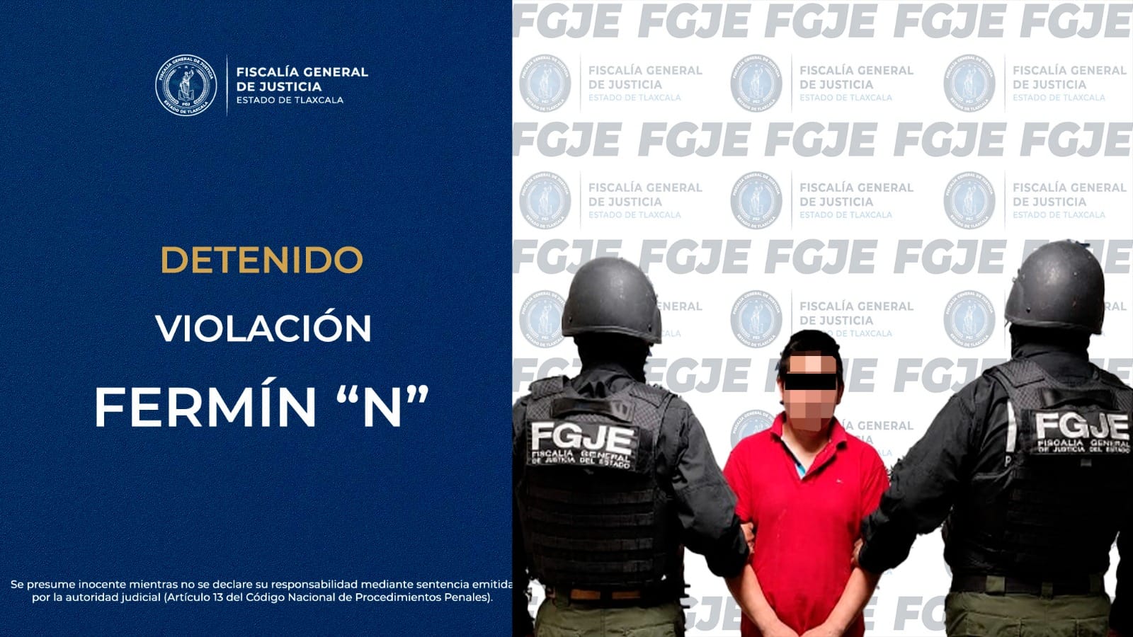 Policía de Investigación aprehende a hombre por violación en agravio de una adolescente: FGJE